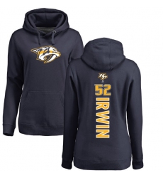 NHL Women's Adidas Nashville Predators #52 Matt Irwin Navy Blue Backer Pullover Hoodie