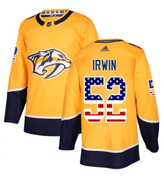 Youth Adidas Nashville Predators #52 Matt Irwin Authentic Gold USA Flag Fashion NHL Jersey