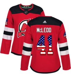 Women's Adidas New Jersey Devils #41 Michael McLeod Authentic Red USA Flag Fashion NHL Jersey