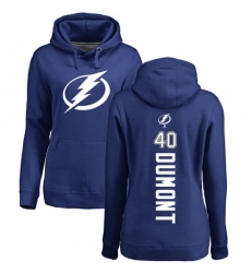 NHL Women's Adidas Tampa Bay Lightning #40 Gabriel Dumont Royal Blue Backer Pullover Hoodie