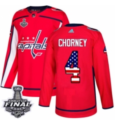 Youth Adidas Washington Capitals #4 Taylor Chorney Authentic Red USA Flag Fashion 2018 Stanley Cup Final NHL Jersey