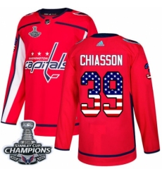 Youth Adidas Washington Capitals #39 Alex Chiasson Authentic Red USA Flag Fashion 2018 Stanley Cup Final Champions NHL Jersey