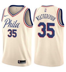 Women's Nike Philadelphia 76ers #35 Clarence Weatherspoon Swingman Cream NBA Jersey - City Edition