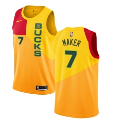 Men's Nike Milwaukee Bucks #7 Thon Maker Swingman Yellow NBA Jersey - City Edition