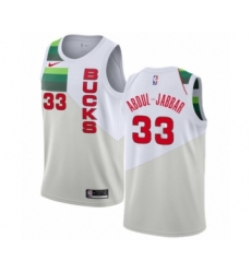 Youth Nike Milwaukee Bucks #33 Kareem Abdul-Jabbar White Swingman Jersey - Earned Edition