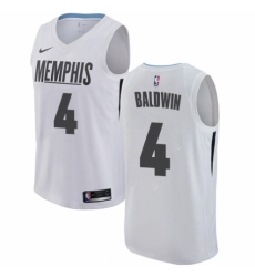 Men's Nike Memphis Grizzlies #4 Wade Baldwin Authentic White NBA Jersey - City Edition