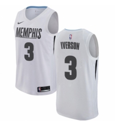 Men's Nike Memphis Grizzlies #3 Allen Iverson Swingman White NBA Jersey - City Edition