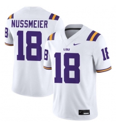 Men's LSU Tigers #18 Garrett Nussmeier White Limited Stitched Game Jersey