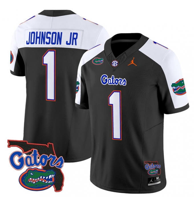 Men's Florida Gators #1 Montrell Johnson Jr. Black Alternate 2024 F.U.S.E. Florida Patch Vapor Limited Stitched Football Jersey