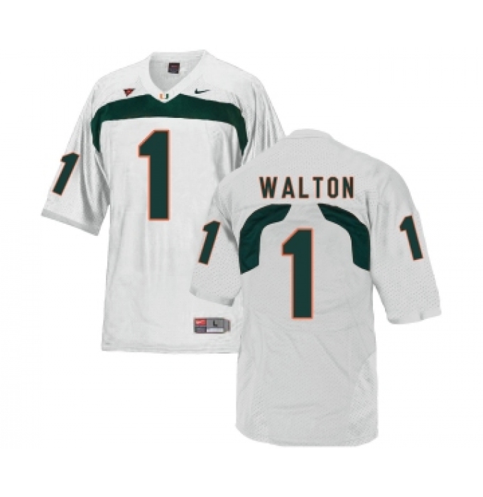 Miami Hurricanes 1 Mark Walton White College Football Jersey