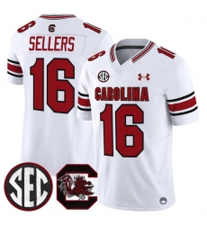 Men's South Carolina Fighting Gamecocks #16 LaNorris Sellers White 2025 F.U.S.E. Stitched Jersey