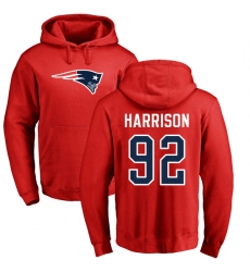 NFL Nike New England Patriots #92 James Harrison Red Name & Number Logo Pullover Hoodie