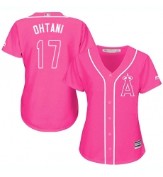 Women's Majestic Los Angeles Angels of Anaheim #17 Shohei Ohtani Authentic Pink Fashion MLB Jersey