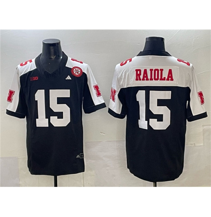 Men's Nebraska Cornhuskers #15 Dylan Raiola Black Alternate 2024 F.U.S.E. With Patch Vapor Limited Stitched Football Jersey