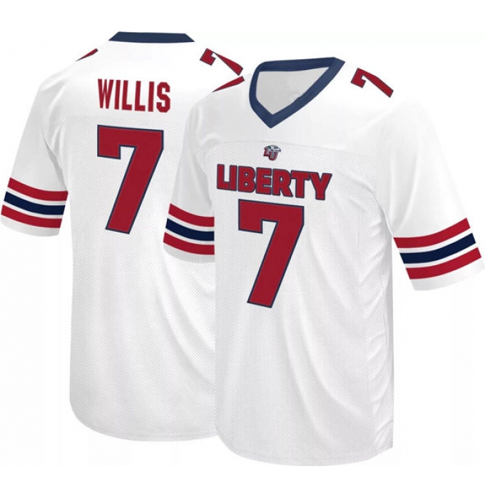 Men's Liberty Flames #7 Malik Willis White Stitched Football Jersey