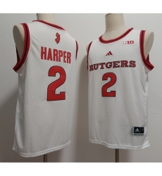 Men's Rutgers Scarlet Knights #2 Dylan Harper White Stitched Basketball Jersey
