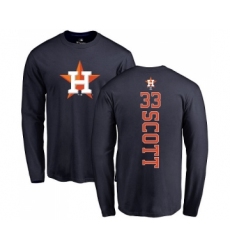 MLB Nike Houston Astros #33 Mike Scott Navy Blue Backer Long Sleeve T-Shirt