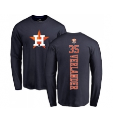 MLB Nike Houston Astros #35 Justin Verlander Navy Blue Backer Long Sleeve T-Shirt