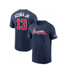 Men's Atlanta Braves #13 Ronald Acuna Jr. 2021 Navy World Series Champions Player Name & Number T-Shirt
