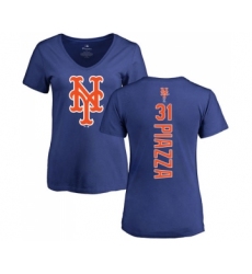 MLB Women's Nike New York Mets #31 Mike Piazza Royal Blue Backer T-Shirt
