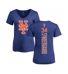 MLB Women's Nike New York Mets #34 Noah Syndergaard Royal Blue Backer T-Shirt