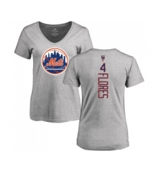 MLB Women's Nike New York Mets #4 Wilmer Flores Ash Backer T-Shirt