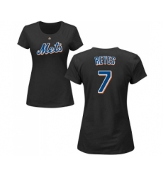 MLB Women's Nike New York Mets #7 Jose Reyes Black Name & Number T-Shirt