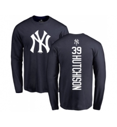 Baseball New York Yankees #39 Drew Hutchison Navy Blue Backer Long Sleeve T-Shirt