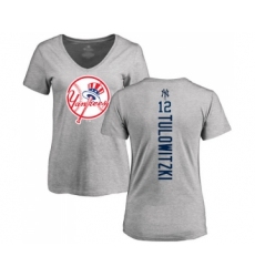 Baseball Women's New York Yankees #12 Troy Tulowitzki Ash Backer T-Shirt