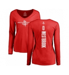 Basketball Women's Houston Rockets #0 Russell Westbrook Red Backer Long Sleeve T-Shirt