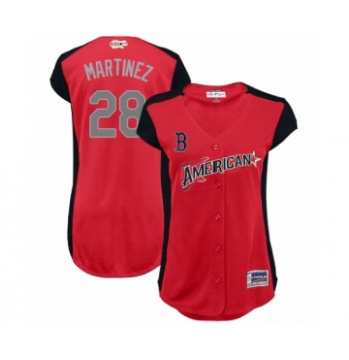 Women's Boston Red Sox #28 J. D. Martinez Authentic Red American League 2019 Baseball All-Star Jersey