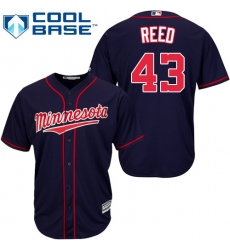 Youth Majestic Minnesota Twins #43 Addison Reed Replica Navy Blue Alternate Road Cool Base MLB Jersey