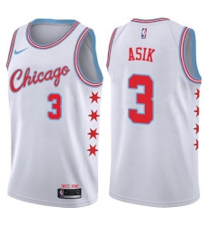 Women's Nike Chicago Bulls #3 Omer Asik Swingman White NBA Jersey - City Edition