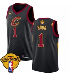 Men's Nike Cleveland Cavaliers #1 Rodney Hood Swingman Black 2018 NBA Finals Bound NBA Jersey Statement Edition