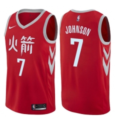 Men's Nike Houston Rockets #7 Joe Johnson Authentic Red NBA Jersey - City Edition
