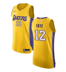 Men's Nike Los Angeles Lakers #12 Channing Frye Authentic Gold Home NBA Jersey - Icon Edition