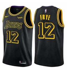 Men's Nike Los Angeles Lakers #12 Channing Frye Swingman Black City Edition NBA Jersey