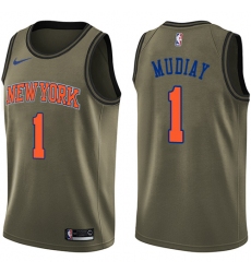 Youth Nike New York Knicks #1 Emmanuel Mudiay Swingman Green Salute to Service NBA Jersey