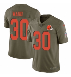 Youth Nike Cleveland Browns #30 Denzel Ward Limited Olive 2017 Salute to Service NFL Jersey