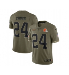 Men's Cleveland Browns #24 Nick Chubb 2022 Olive Salute To Service Limited Stitched Jersey