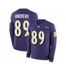 Youth Nike Baltimore Ravens #89 Mark Andrews Limited Purple Therma Long Sleeve NFL Jersey