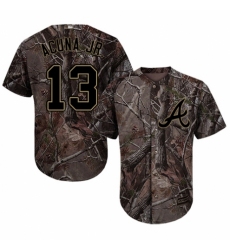 Men's Majestic Atlanta Braves #13 Ronald Acuna Jr. Authentic Camo Realtree Collection Flex Base MLB Jersey