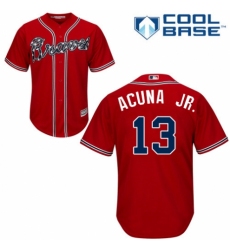 Men's Majestic Atlanta Braves #13 Ronald Acuna Jr. Replica Red Alternate Cool Base MLB Jersey