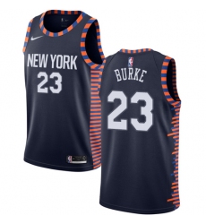 Men's Nike New York Knicks #23 Trey Burke Swingman Navy Blue NBA Jersey - 2018 19 City Edition