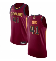 Men's Nike Cleveland Cavaliers #41 Ante Zizic Authentic Maroon 2018 NBA Finals Bound NBA Jersey - Icon Edition