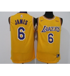 Men's Nike Los Angeles Lakers #6 LeBron James Yellow Basketball Swingman Association Edition Jersey
