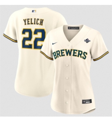 Women's Milwaukee Brewers #22 Christian Yelich Cream 2026 World Series Limited Stitched Baseball Jersey(Run Small)