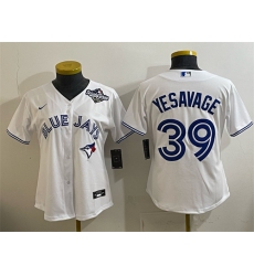 Women's Toronto Blue Jays #39 Trey Yesavage White 2025 World Series Home Cool Base Stitched Baseball Jersey(Run Small)