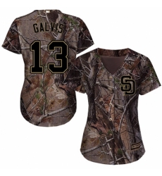 Women's Majestic San Diego Padres #13 Freddy Galvis Authentic Camo Realtree Collection Flex Base MLB Jersey