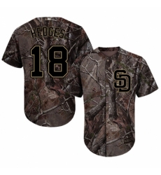 Men's Majestic San Diego Padres #18 Austin Hedges Authentic Camo Realtree Collection Flex Base MLB Jersey